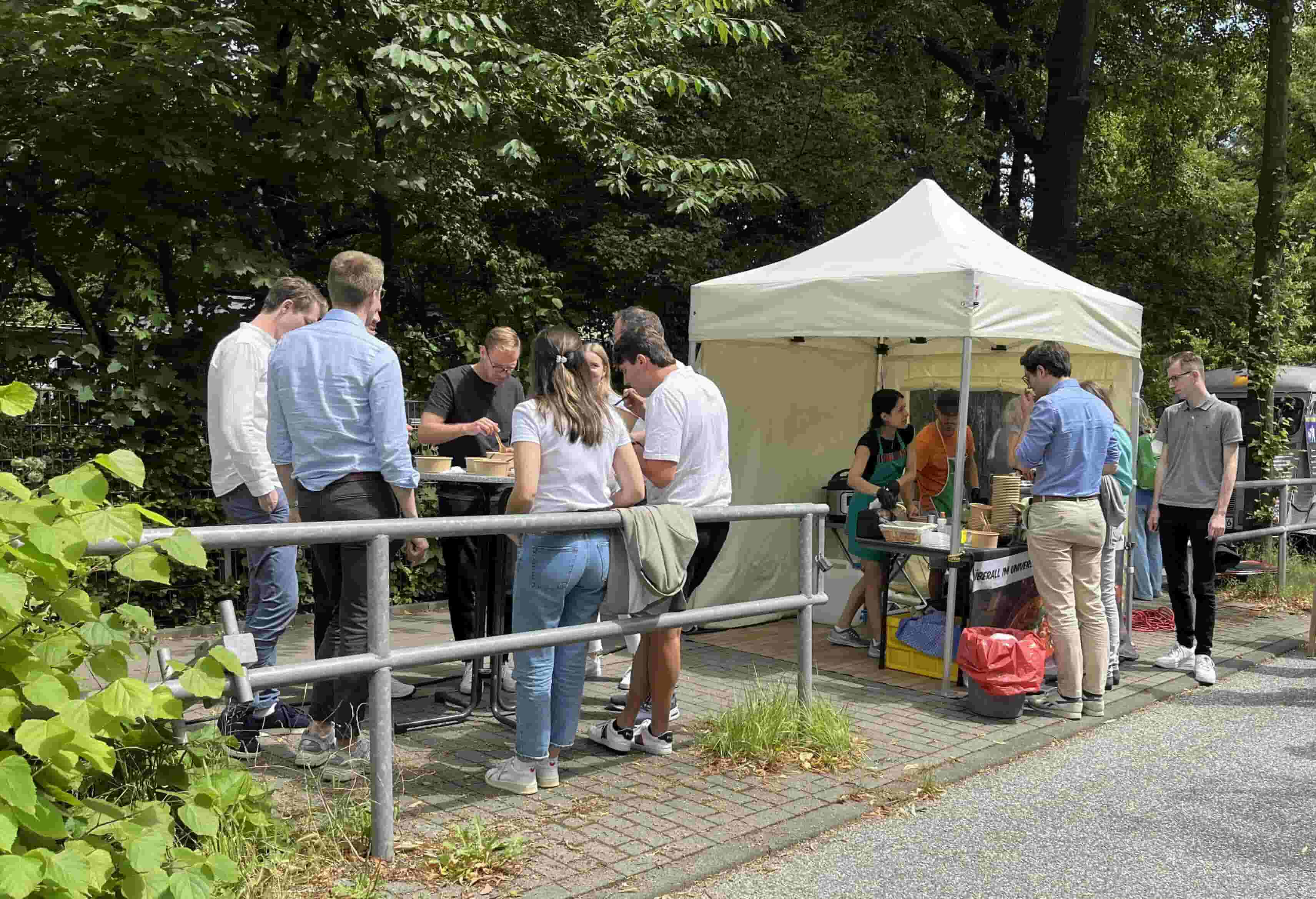 Customers queuing at our stand